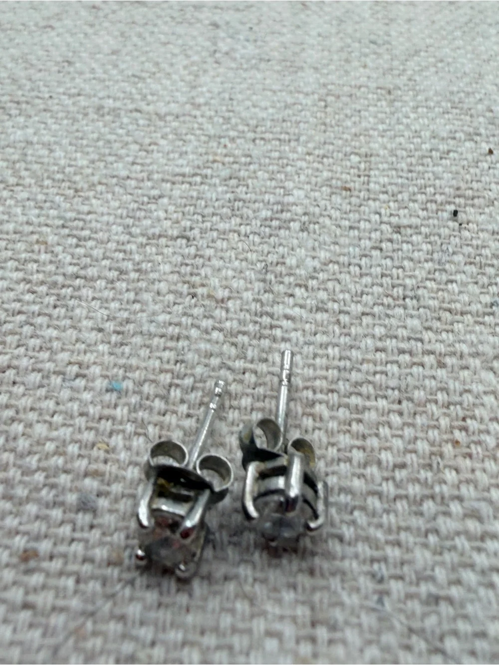 Clear Round Crystal Stud Earrings - Silver